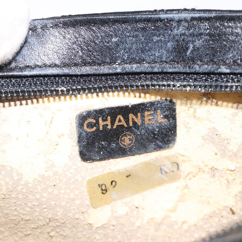 CHANEL Bicolore Pouch Satin Black CC Auth bs25004