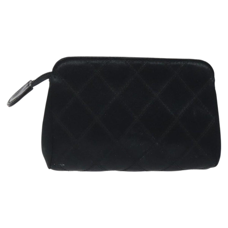 CHANEL Bicolore Pouch Satin Black CC Auth bs25004