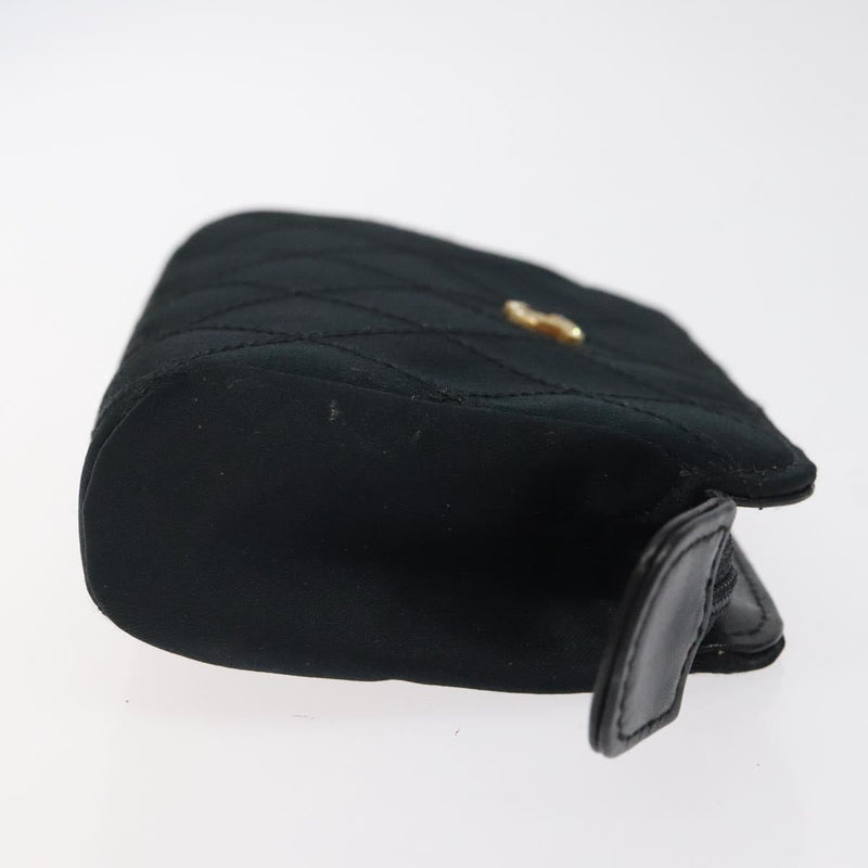 CHANEL Bicolore Pouch Satin Black CC Auth bs25004