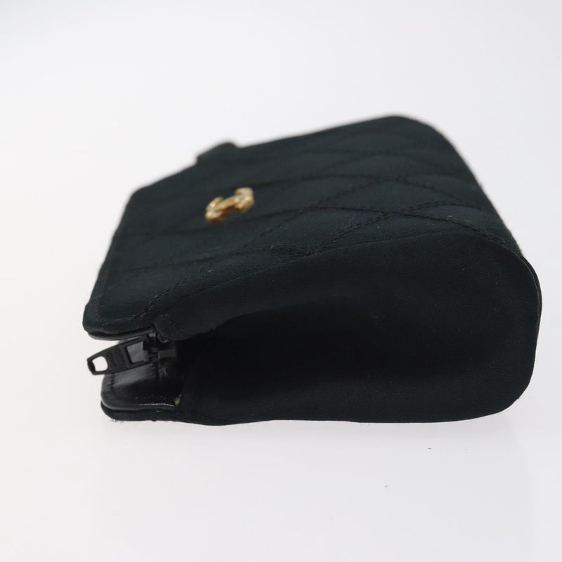 CHANEL Bicolore Pouch Satin Black CC Auth bs25004