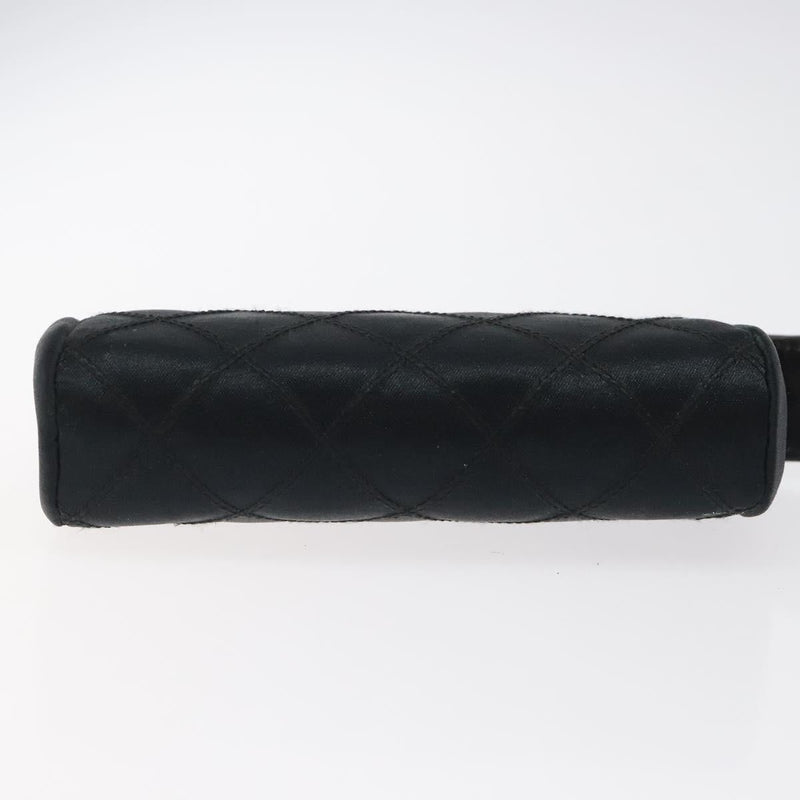 CHANEL Bicolore Pouch Satin Black CC Auth bs25004