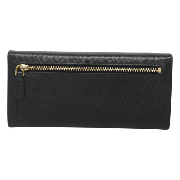 PRADA Wallet Safiano leather Black Gold Auth bs25016