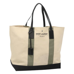 SAINT LAURENT Tote Bag Canvas White Auth bs25020