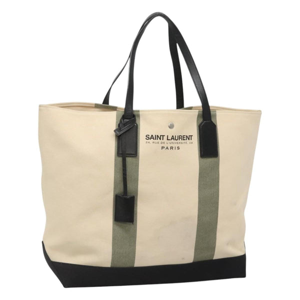 SAINT LAURENT Tote Bag Canvas White Auth bs25020