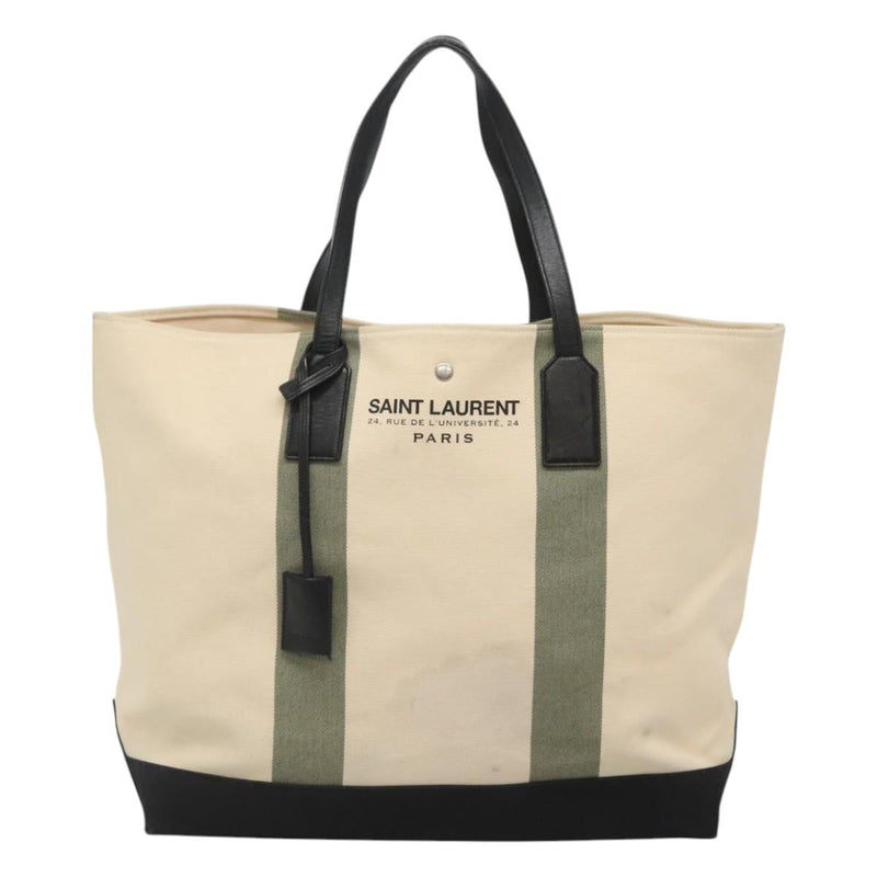 SAINT LAURENT Tote Bag Canvas White Auth bs25020