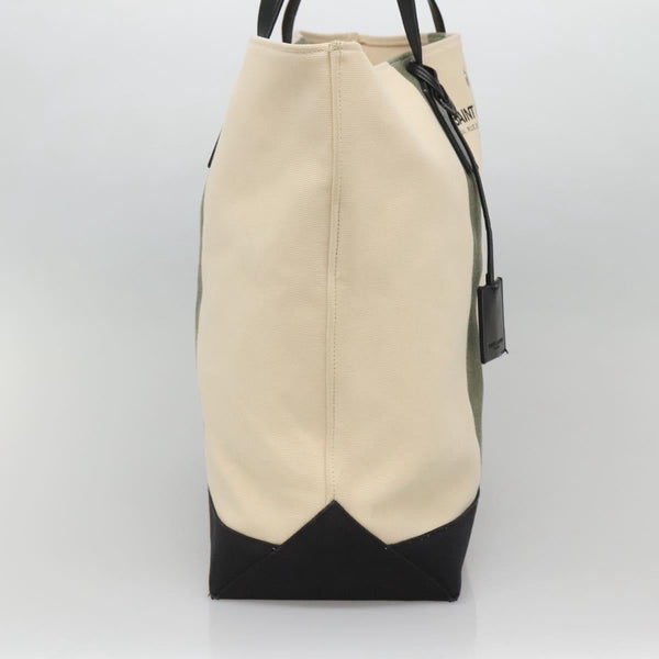 SAINT LAURENT Tote Bag Canvas White Auth bs25020