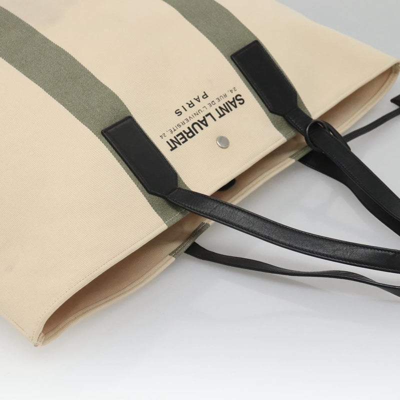 SAINT LAURENT Tote Bag Canvas White Auth bs25020