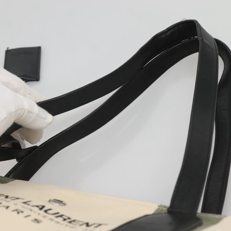 SAINT LAURENT Tote Bag Canvas White Auth bs25020