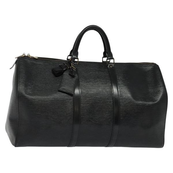 LOUIS VUITTON Epi Keepall 50 Boston Bag Black M42962 LV Auth bs25027
