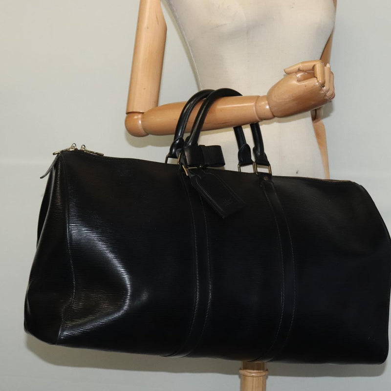 LOUIS VUITTON Epi Keepall 50 Boston Bag Black M42962 LV Auth bs25027