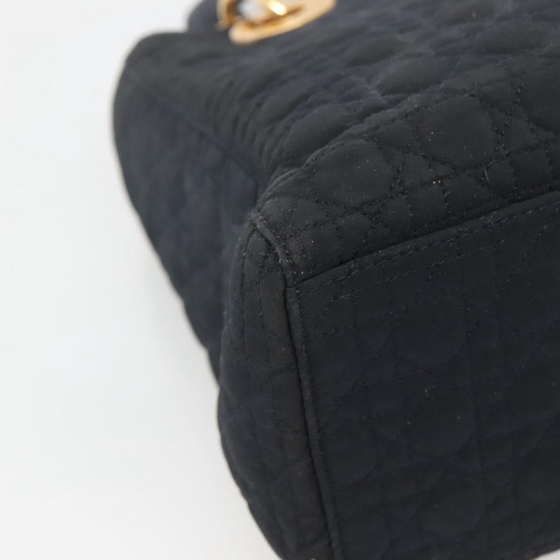 Christian Dior Canage Hand Bag Nylon Navy Gold Auth bs25043