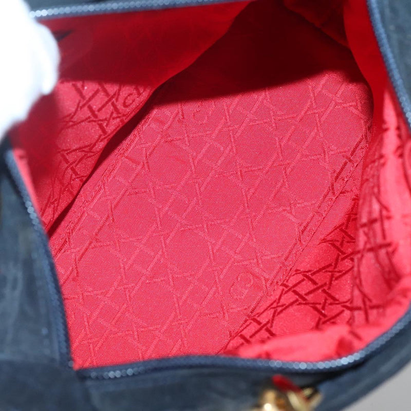 Christian Dior Canage Hand Bag Nylon Navy Gold Auth bs25043