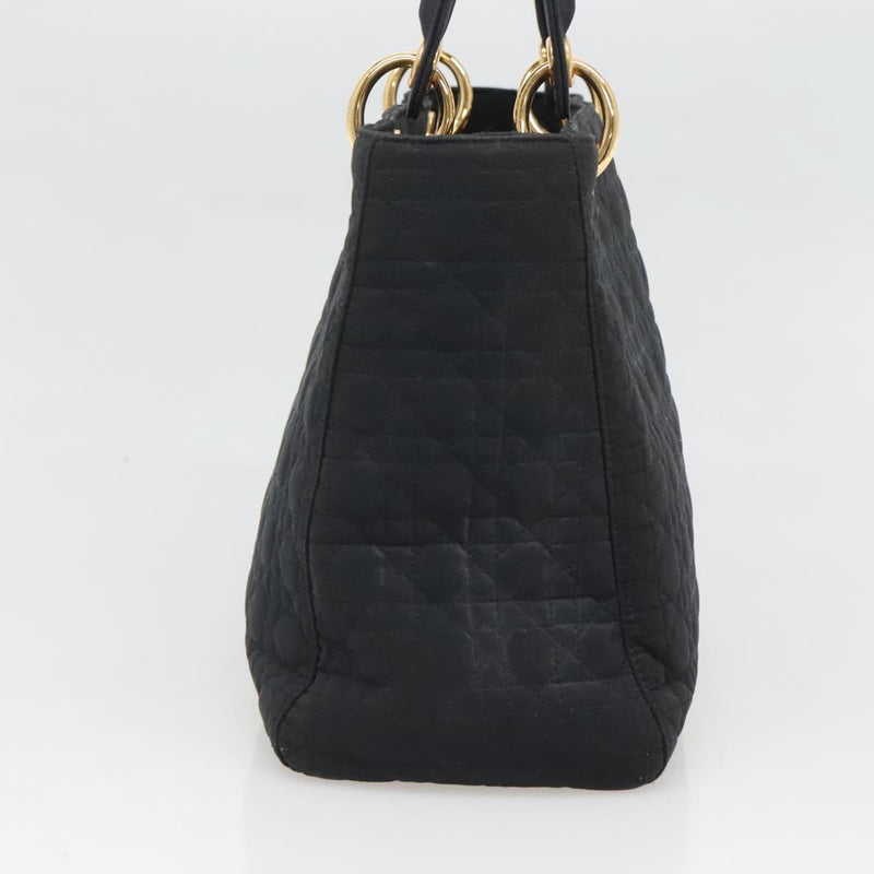 Christian Dior Canage Hand Bag Nylon Navy Gold Auth bs25043