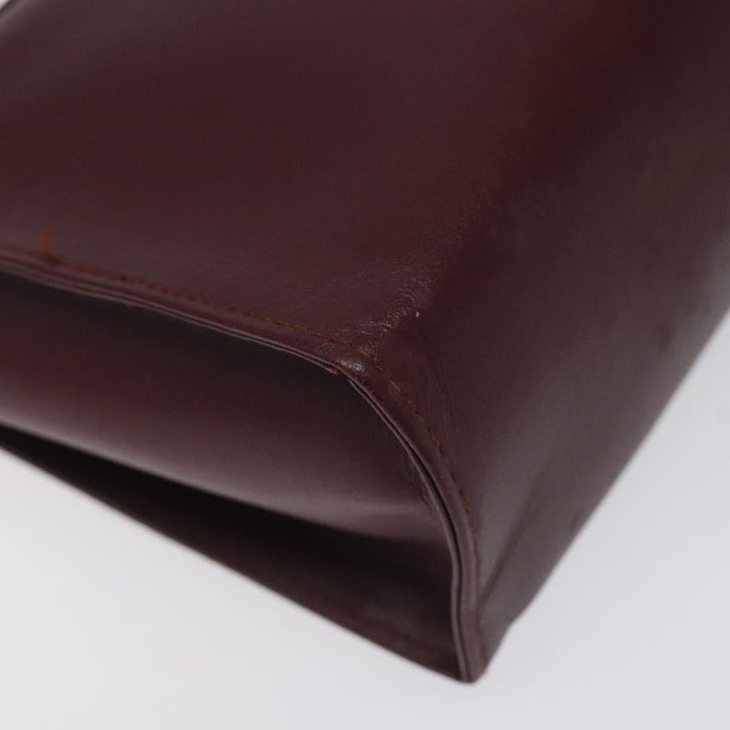 CARTIER Must Line Pouch Leather Bordeaux Gold Auth bs25044