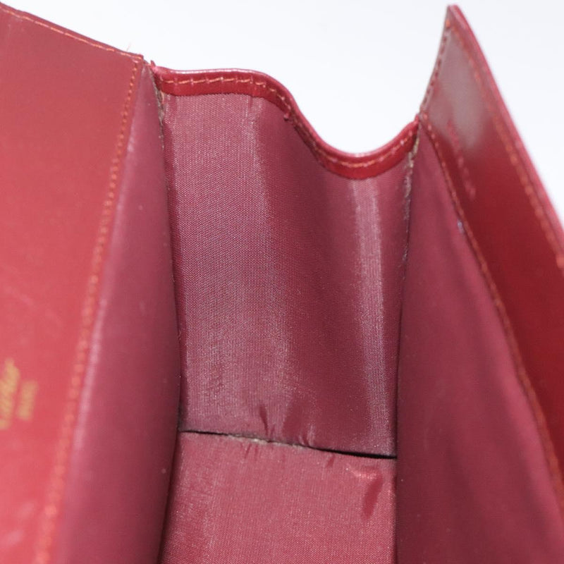 CARTIER Must Line Pouch Leather Bordeaux Gold Auth bs25044