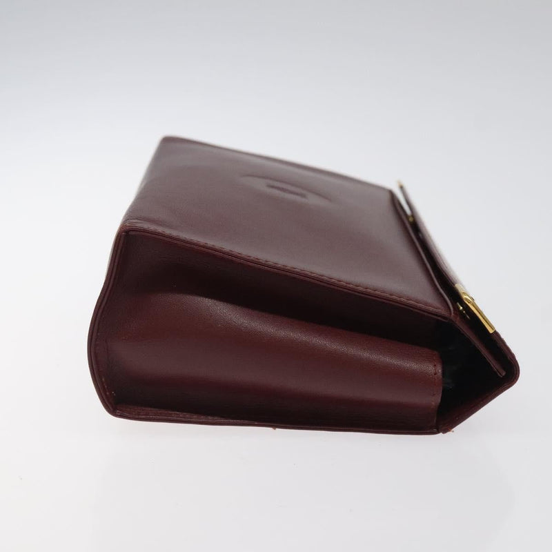 CARTIER Must Line Pouch Leather Bordeaux Gold Auth bs25044