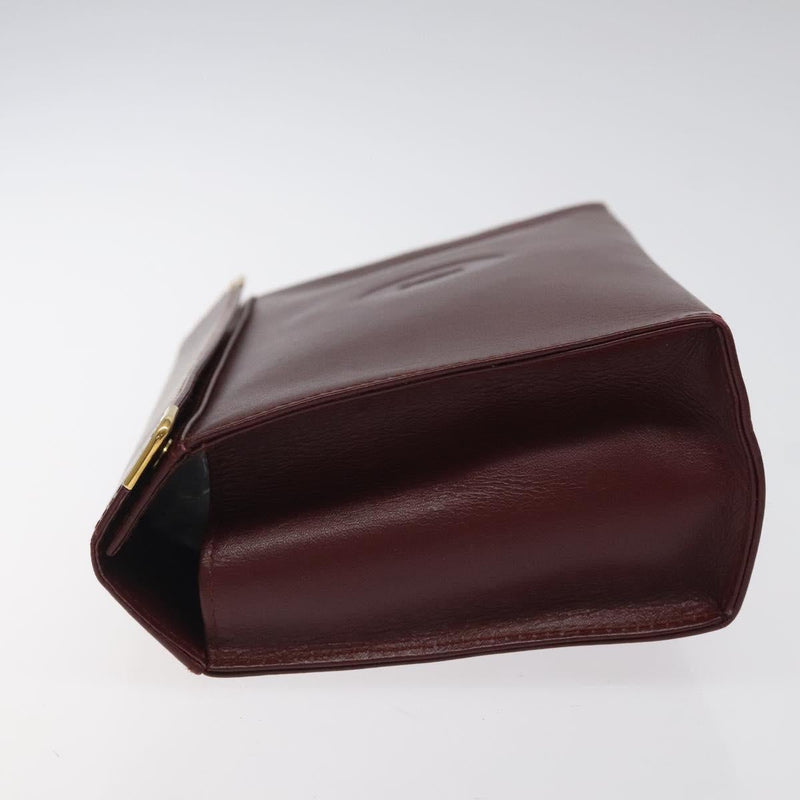 CARTIER Must Line Pouch Leather Bordeaux Gold Auth bs25044