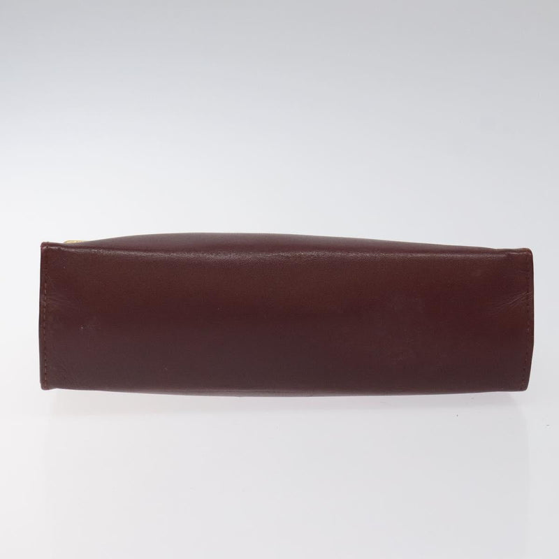 CARTIER Must Line Pouch Leather Bordeaux Gold Auth bs25044