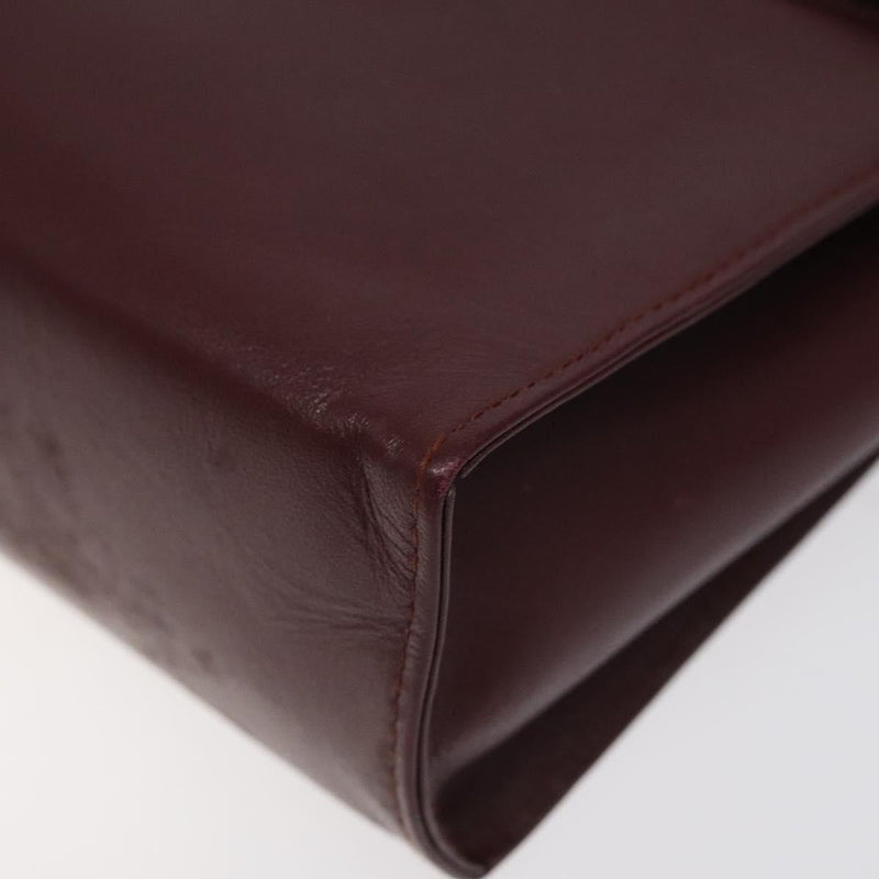 CARTIER Must Line Pouch Leather Bordeaux Gold Auth bs25044