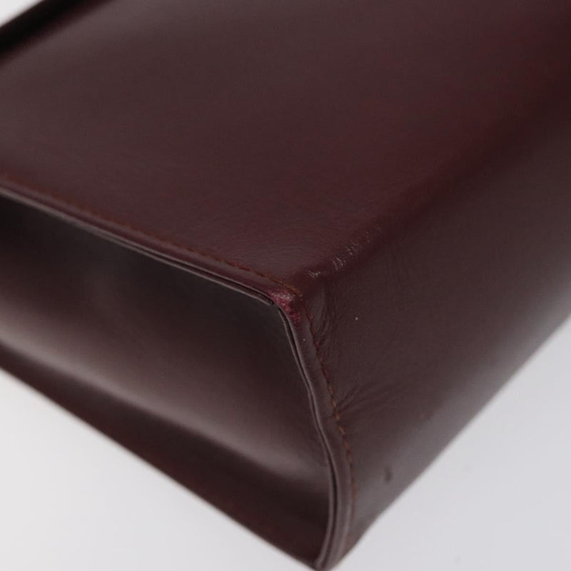 CARTIER Must Line Pouch Leather Bordeaux Gold Auth bs25044