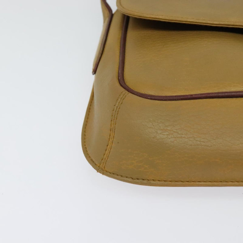 CARTIER Shoulder Bag Leather Beige Gold Auth bs25047
