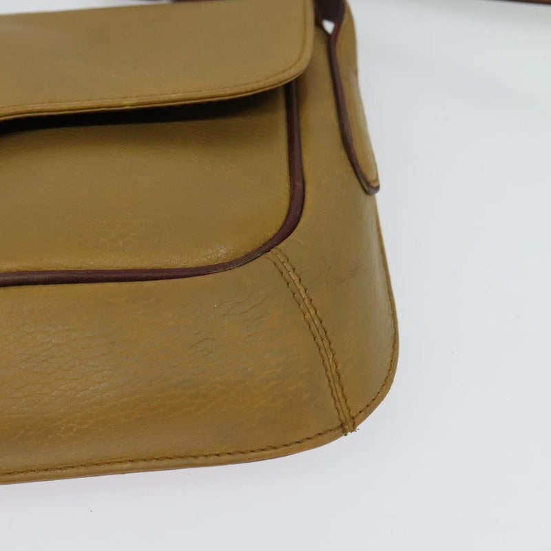 CARTIER Shoulder Bag Leather Beige Gold Auth bs25047