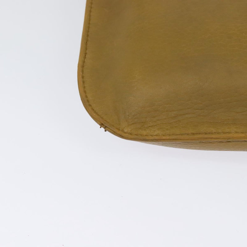CARTIER Shoulder Bag Leather Beige Gold Auth bs25047