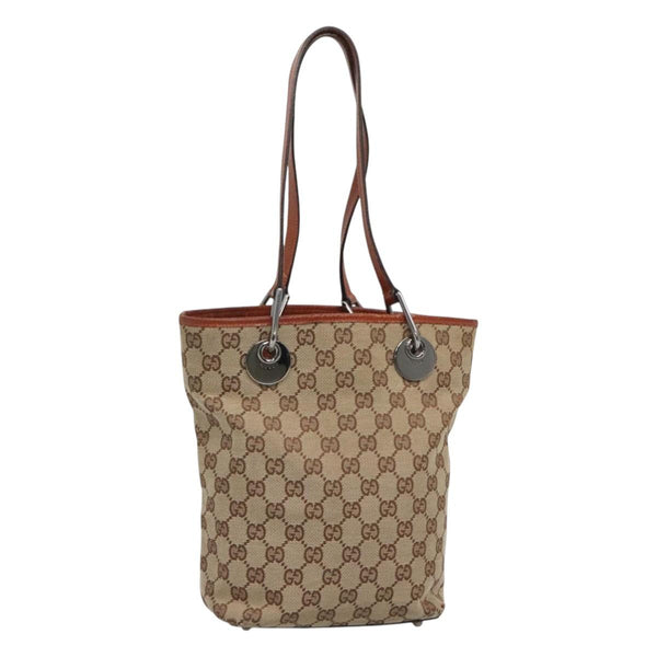 GUCCI GG Canvas Shoulder Bag Beige 120840 Auth bs25053
