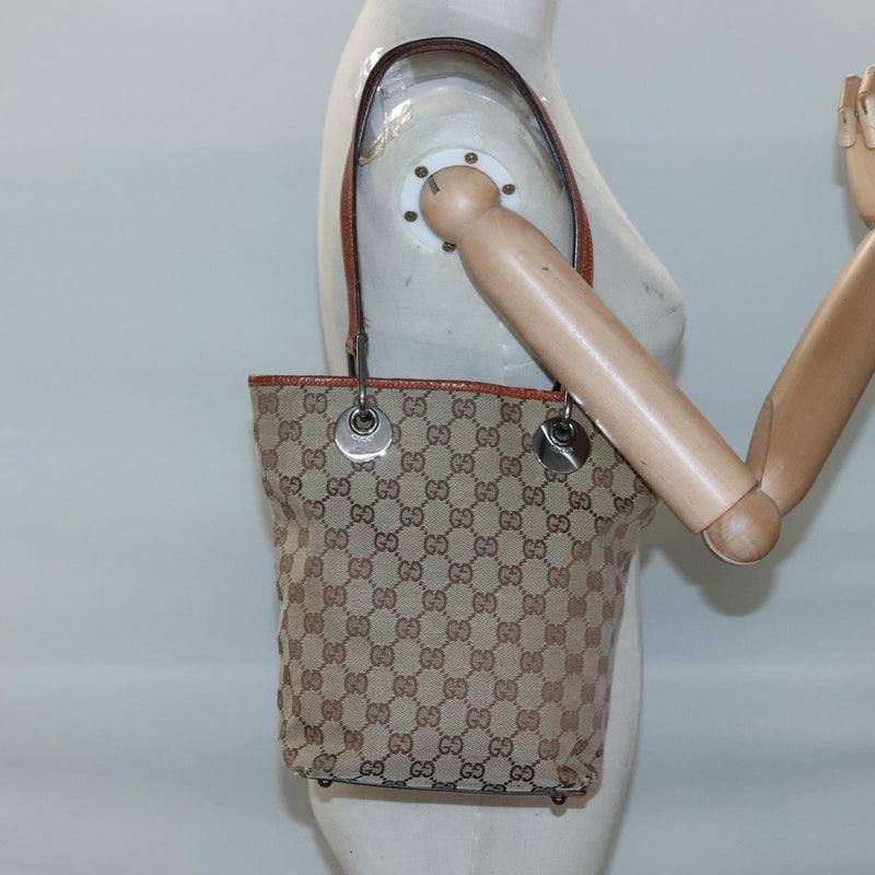 GUCCI GG Canvas Shoulder Bag Beige 120840 Auth bs25053