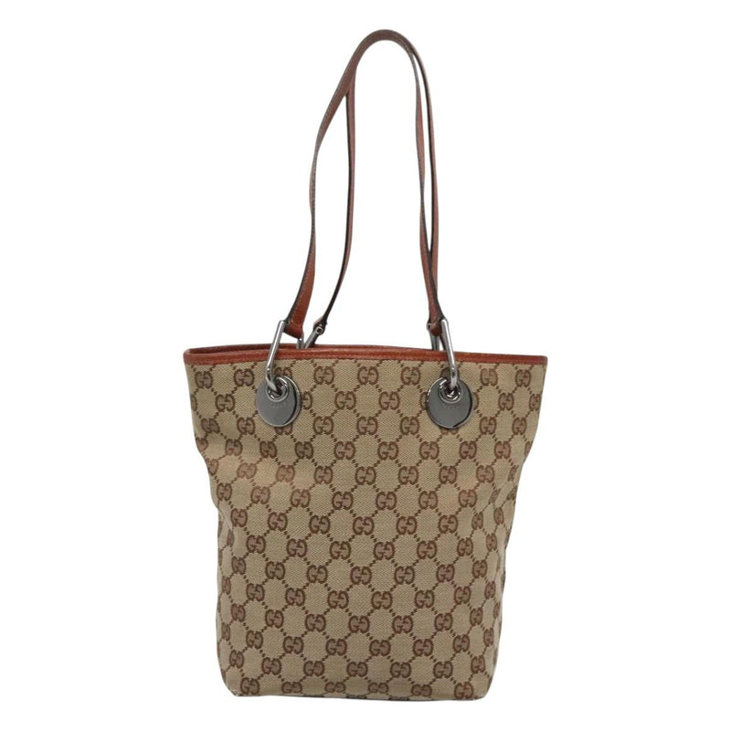GUCCI GG Canvas Shoulder Bag Beige 120840 Auth bs25053