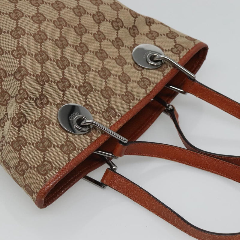 GUCCI GG Canvas Shoulder Bag Beige 120840 Auth bs25053