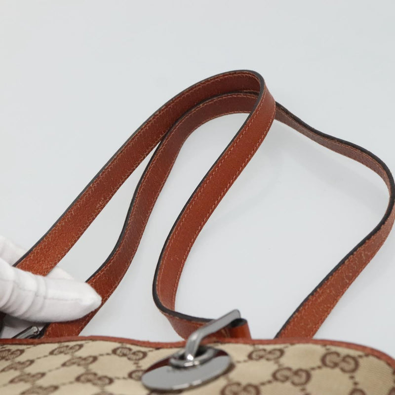 GUCCI GG Canvas Shoulder Bag Beige 120840 Auth bs25053