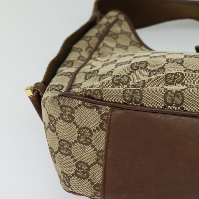 GUCCI GG Canvas Jackie Shoulder Bag Beige Gold Auth bs25055