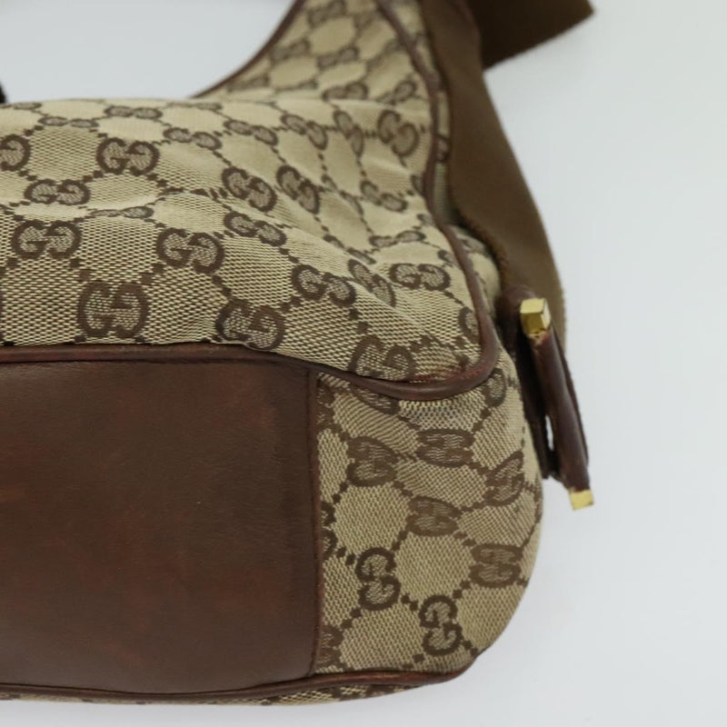 GUCCI GG Canvas Jackie Shoulder Bag Beige Gold Auth bs25055