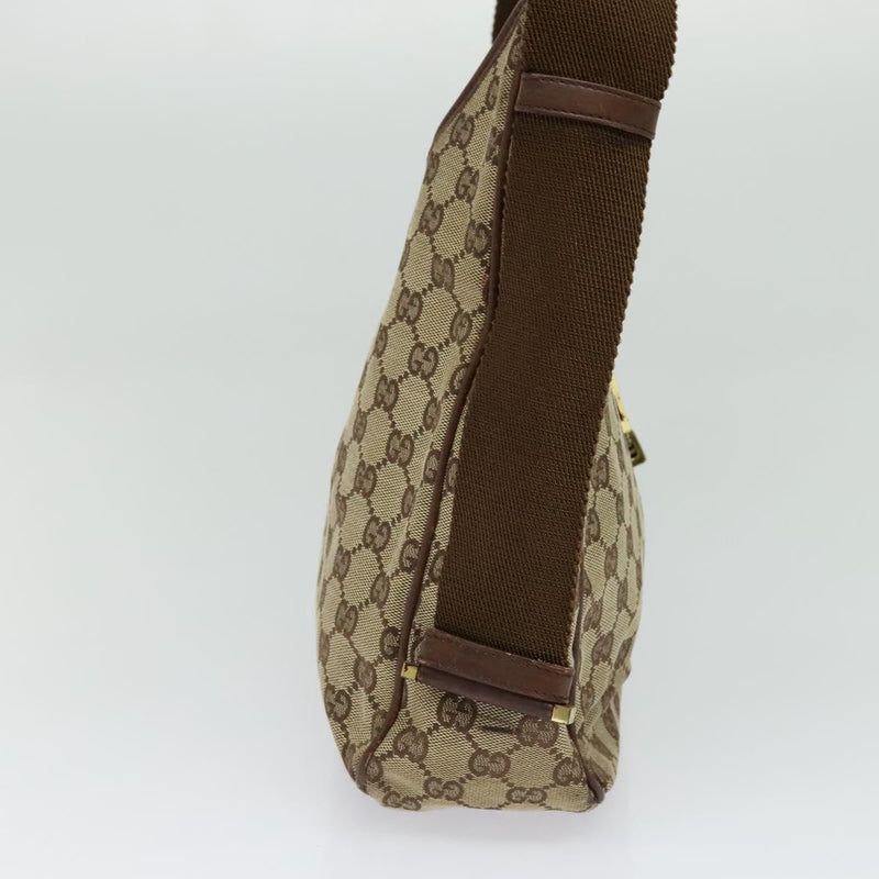 GUCCI GG Canvas Jackie Shoulder Bag Beige Gold Auth bs25055