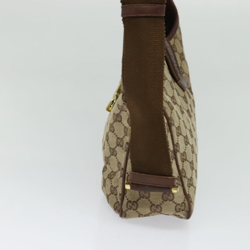 GUCCI GG Canvas Jackie Shoulder Bag Beige Gold Auth bs25055