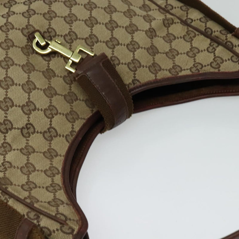 GUCCI GG Canvas Jackie Shoulder Bag Beige Gold Auth bs25055