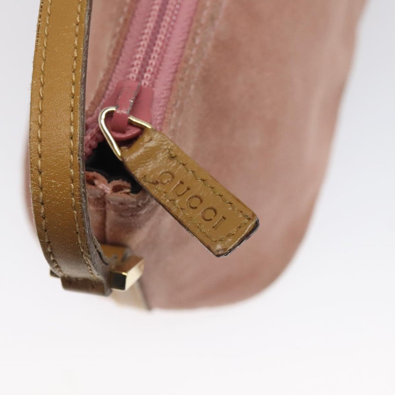 GUCCI Accessory Pouch Suede Pink Gold 039 1103 2123 Auth bs25060