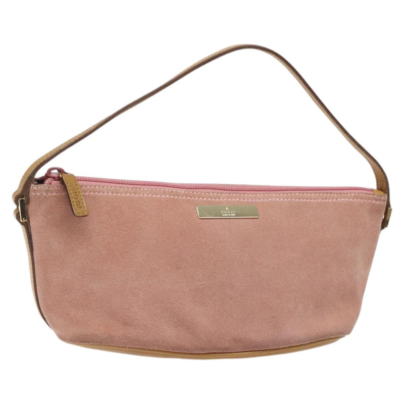 GUCCI Accessory Pouch Suede Pink Gold 039 1103 2123 Auth bs25060