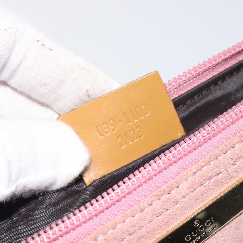 GUCCI Accessory Pouch Suede Pink Gold 039 1103 2123 Auth bs25060