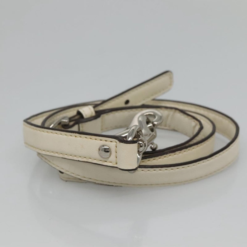 Coach Signature Hand Bag Canvas 2way Beige Silver Auth bs25064