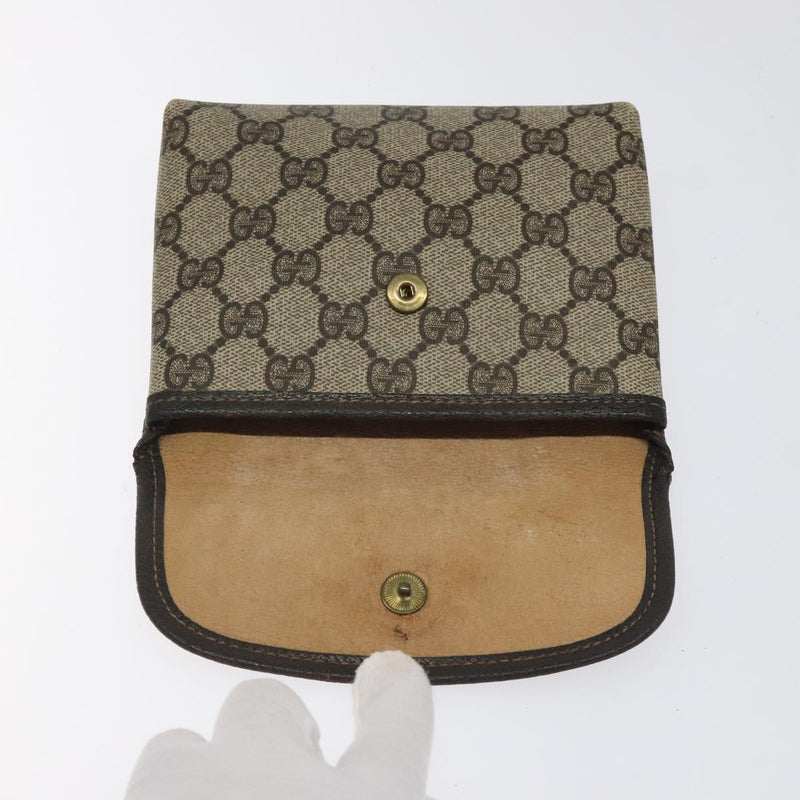 GUCCI GG Supreme Pouch PVC Leather Beige Gold 39 039 4493 Auth bs25069
