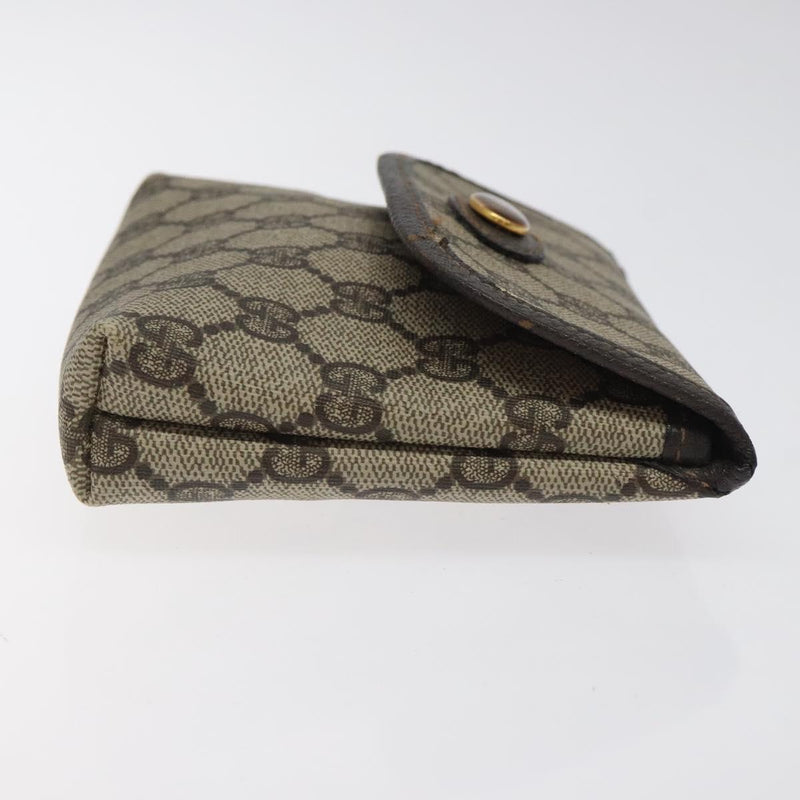 GUCCI GG Supreme Pouch PVC Leather Beige Gold 39 039 4493 Auth bs25069