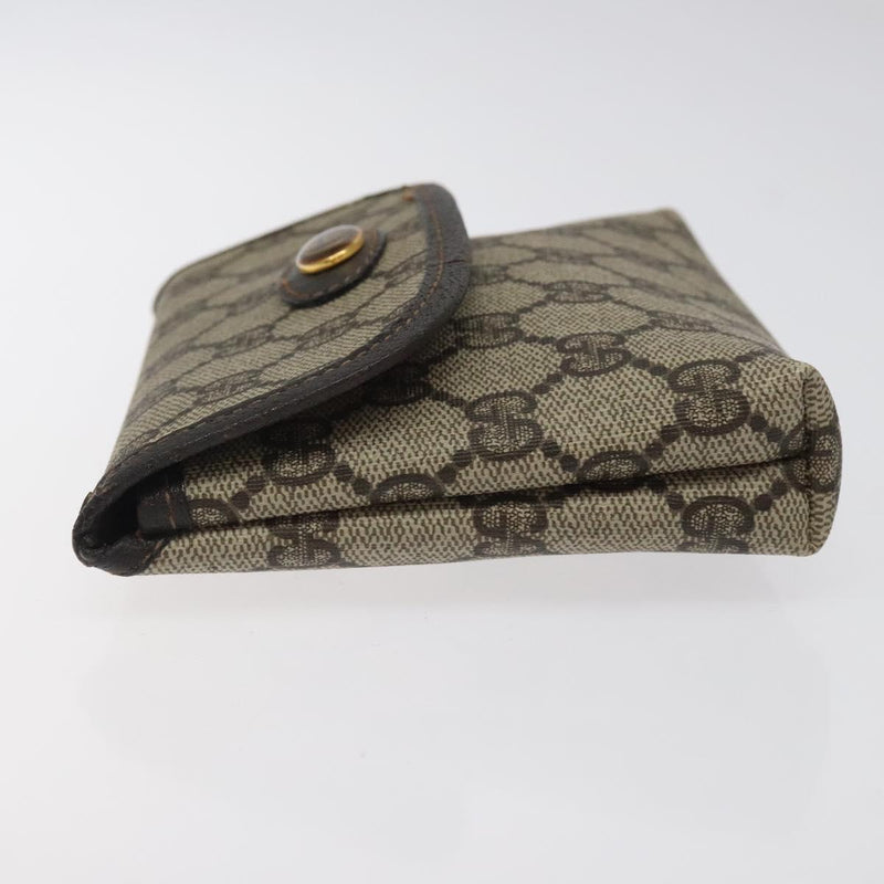 GUCCI GG Supreme Pouch PVC Leather Beige Gold 39 039 4493 Auth bs25069