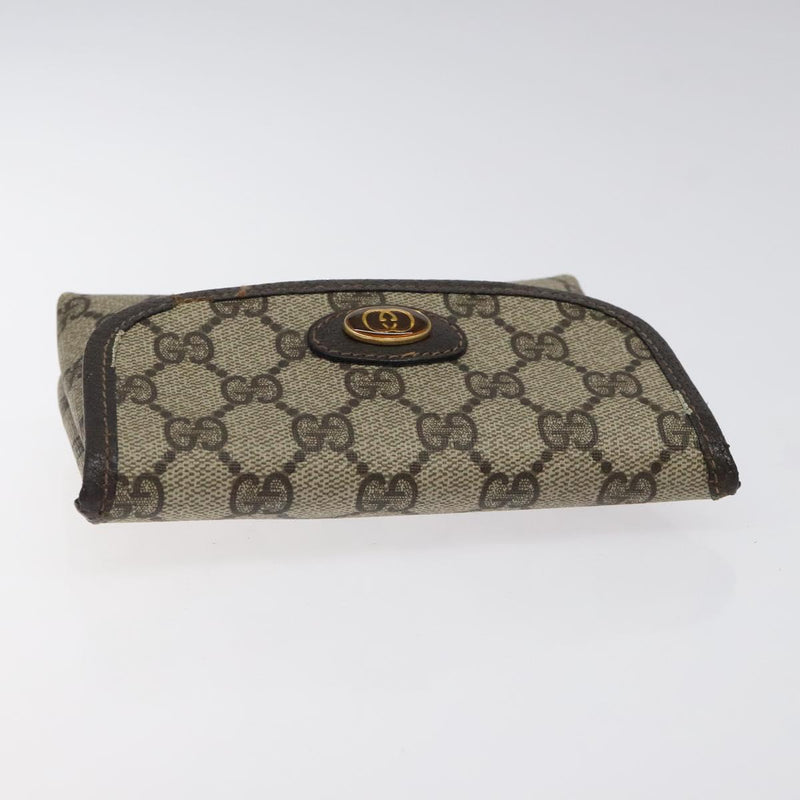 GUCCI GG Supreme Pouch PVC Leather Beige Gold 39 039 4493 Auth bs25069