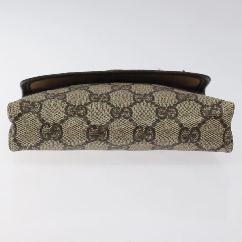 GUCCI GG Supreme Pouch PVC Leather Beige Gold 39 039 4493 Auth bs25069
