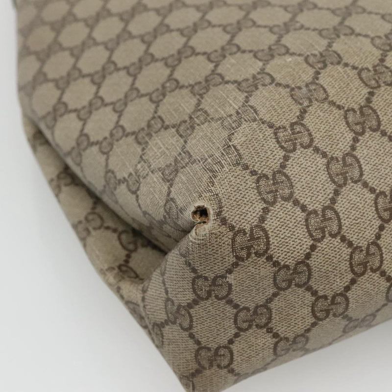 GUCCI GG Supreme Web Sherry Line Bag PVC Beige Gold 39 02 091 Auth bs25087