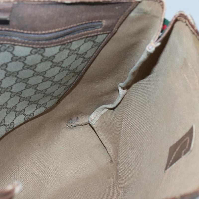 GUCCI GG Supreme Web Sherry Line Bag PVC Beige Gold 39 02 091 Auth bs25087
