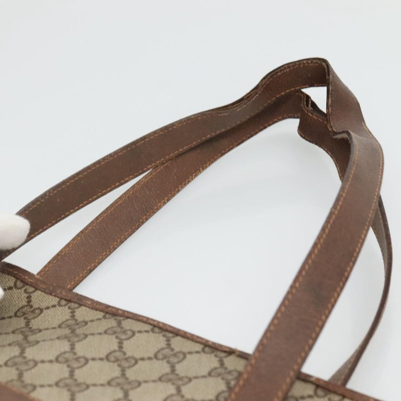GUCCI GG Supreme Web Sherry Line Bag PVC Beige Gold 39 02 091 Auth bs25087