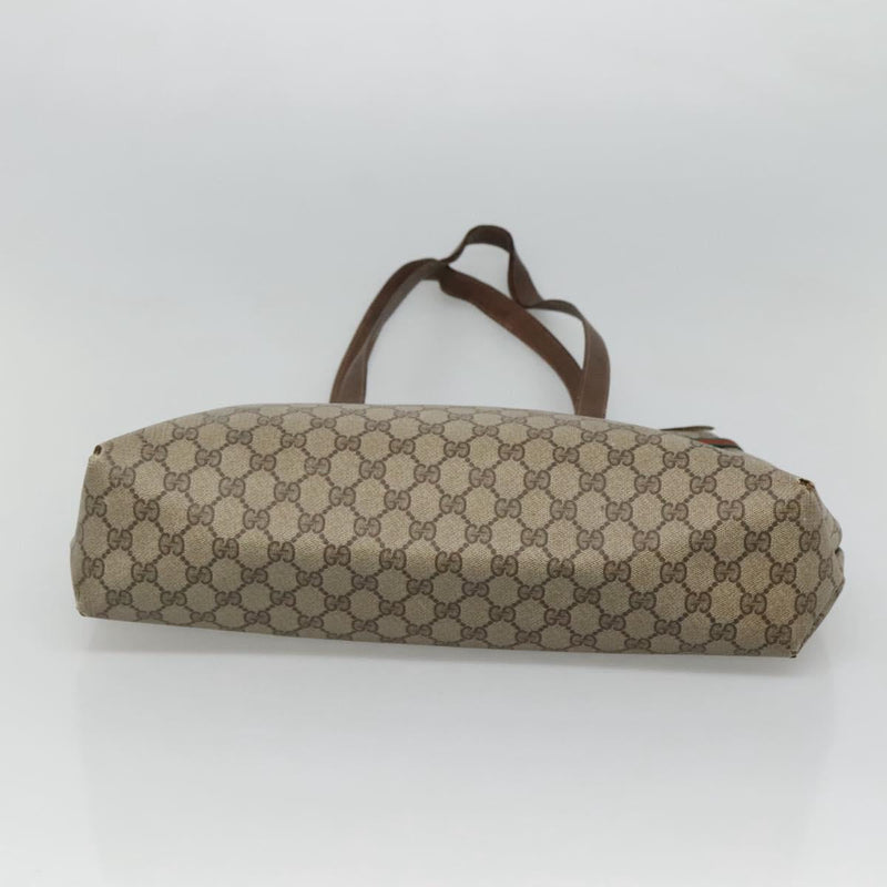GUCCI GG Supreme Web Sherry Line Bag PVC Beige Gold 39 02 091 Auth bs25087